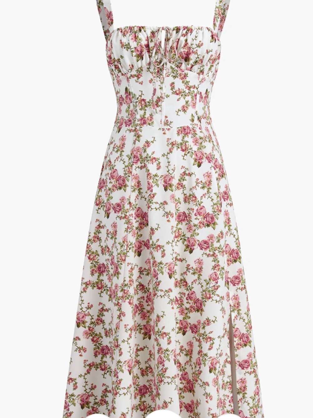 Commense White Floral Maxi Dress with Pink & Green Accents